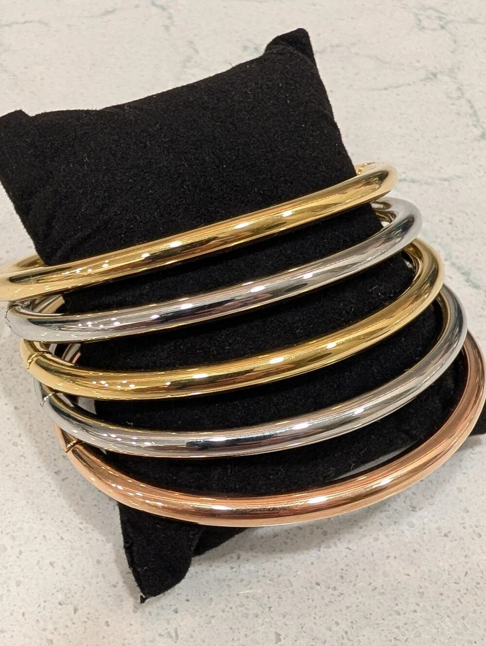 Milor Stainless Steel Tri-Tone Bangle Bracelet Set Of 5